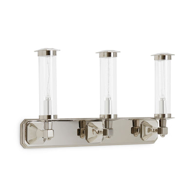 7280WL-18-3ACG-PN Sherle Wagner International Harrison Three Arm Wall Light with Clear Tube in Polished Nickel metal finish
