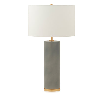 7300-BL02-GP Sherle Wagner International Silver Blue insert Cylindrical Tall Ceramic Table Lamp in Gold Plate metal finish