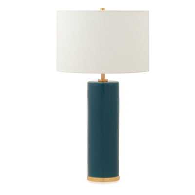 7300-BL05-GP Sherle Wagner International Aegean insert Cylindrical Tall Ceramic Table Lamp in Gold Plate metal finish