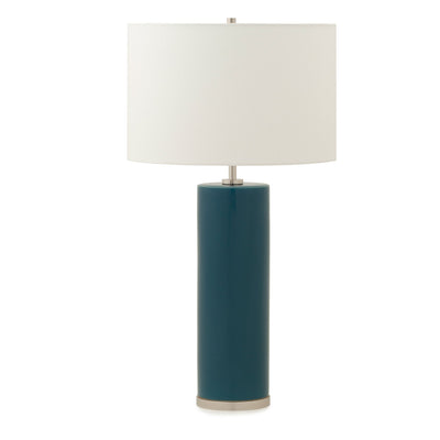 7300-BL05-PN Sherle Wagner International Aegean insert Cylindrical Tall Ceramic Table Lamp in Polished Nickel metal finish