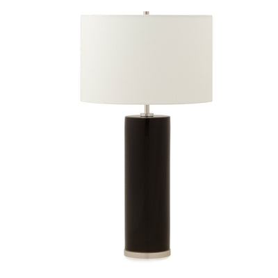 7300-BLK-PN Sherle Wagner International Black insert Cylindrical Tall Ceramic Table Lamp in Polished Nickel metal finish