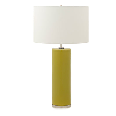 7300-GR01-PN Sherle Wagner International Chartreuse insert Cylindrical Tall Ceramic Table Lamp in Polished Nickel metal finish