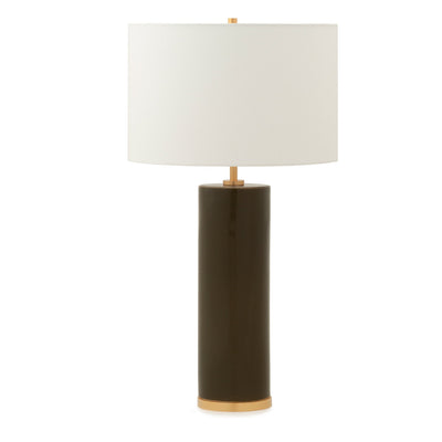 7300-GR04-GP Sherle Wagner International Olive insert Cylindrical Tall Ceramic Table Lamp in Gold Plate metal finish