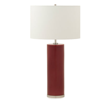 7300-RD02-PN Sherle Wagner International Merlot insert Cylindrical Tall Ceramic Table Lamp in Polished Nickel metal finish