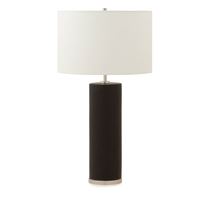 7300-SBLK-PN Sherle Wagner International Satin Black insert Cylindrical Tall Ceramic Table Lamp in Polished Nickel metal finish