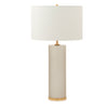 7300-SWHT-GP Sherle Wagner International Satin White insert Cylindrical Tall Ceramic Table Lamp in Gold Plate metal finish