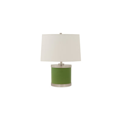 7301-GR02-PN Sherle Wagner International Leaf Green insert Mode Low Ceramic Table Lamp in Polished Nickel metal finish