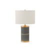 7302-BL02-GP Sherle Wagner International Silver Blue insert Mode 2-Tier Ceramic Table Lamp in Gold Plate metal finish
