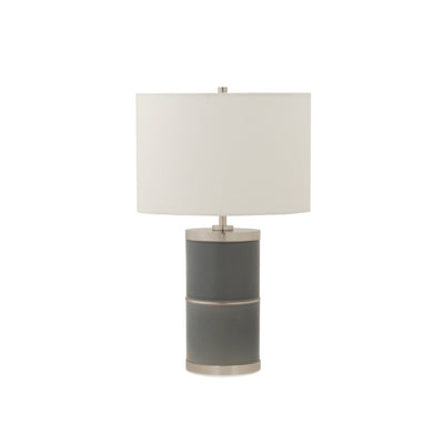 7302-BL02-PN Sherle Wagner International Silver Blue insert Mode 2-Tier Ceramic Table Lamp in Polished Nickel metal finish