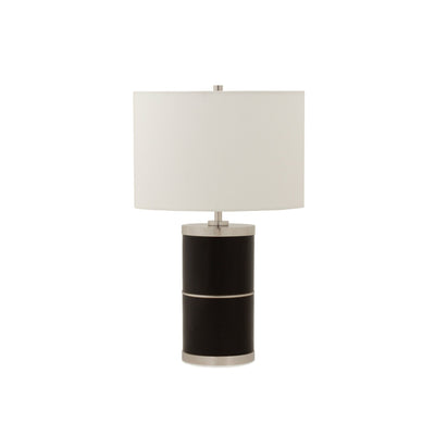 7302-BLK-PN Sherle Wagner International Black insert Mode 2-Tier Ceramic Table Lamp in Polished Nickel metal finish