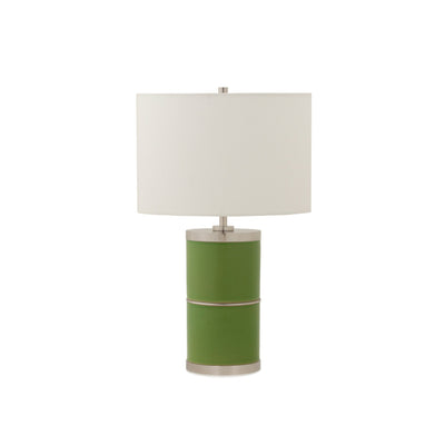 7302-GR02-PN Sherle Wagner International Leaf Green insert Mode 2-Tier Ceramic Table Lamp in Polished Nickel metal finish