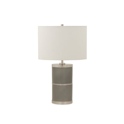 7302-GR05-PN Sherle Wagner International Sage Grey insert Mode 2-Tier Ceramic Table Lamp in Polished Nickel metal finish