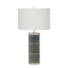 7303-BL02-PN Sherle Wagner International Silver Blue insert Mode 3-Tier Ceramic Table Lamp in Polished Nickel metal finish