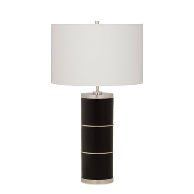 7303-BLK-PN Sherle Wagner International Black insert Mode 3-Tier Ceramic Table Lamp in Polished Nickel metal finish
