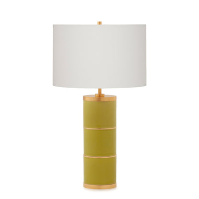 7303-GR01-GP Sherle Wagner International Chartreuse insert Mode 3-Tier Ceramic Table Lamp in Gold Plate metal finish