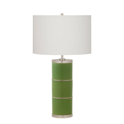 7303-GR02-PN Sherle Wagner International Leaf Green insert Mode 3-Tier Ceramic Table Lamp in Polished Nickel metal finish