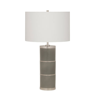 7303-GR05-PN Sherle Wagner International Sage Grey insert Mode 3-Tier Ceramic Table Lamp in Polished Nickel metal finish
