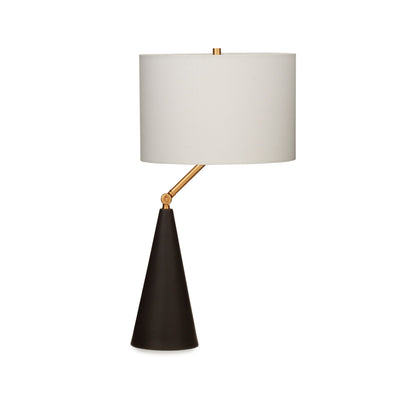 7310-S-SBLK-GP Sherle Wagner International Satin Black insert Cone Ceramic Table Lamp with Adjustable Arm in Gold Plate metal finish