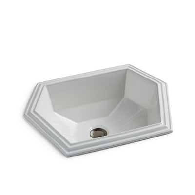 OE11-WHT Sherle Wagner International White Glazed Modern Hexagon Ceramic Over Edge Sink