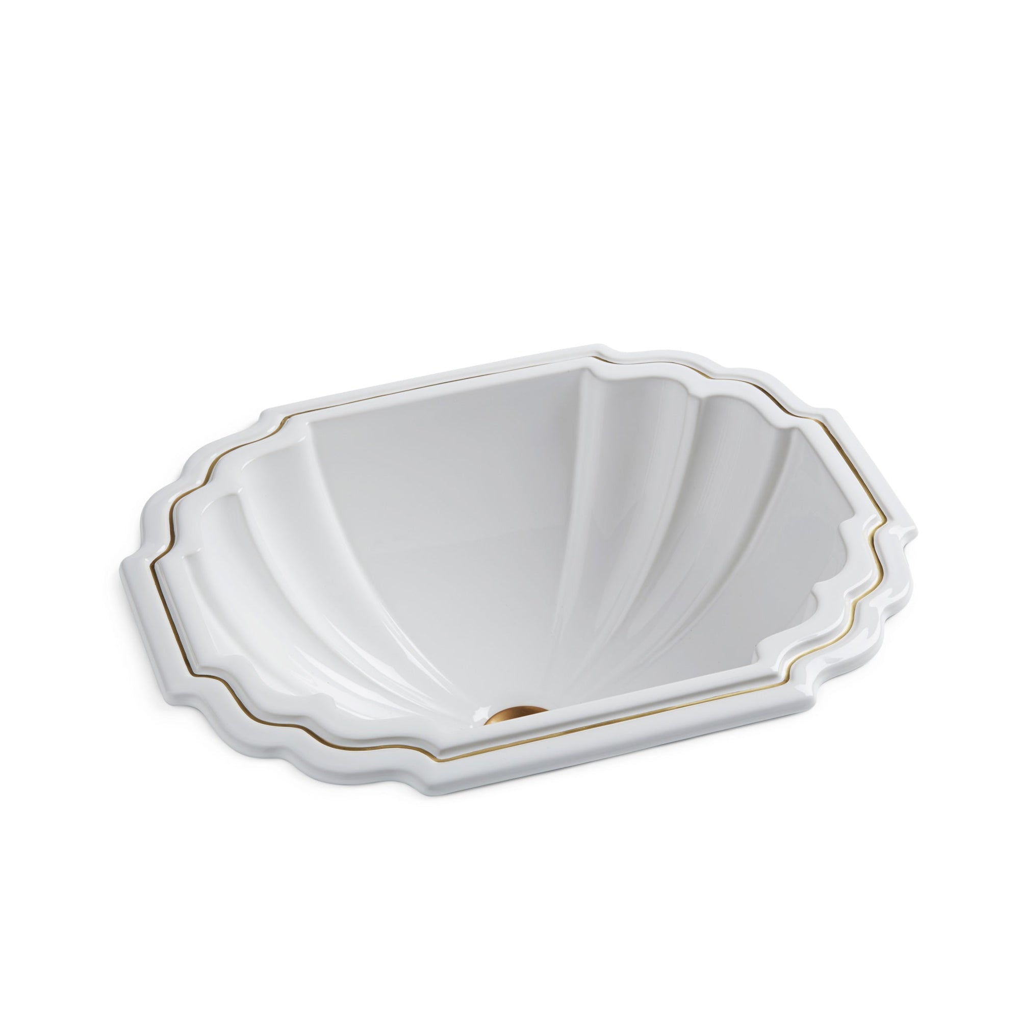 OE5-24GP-WH Sherle Wagner International Gold Accents on White Georgian Ceramic Over Edge Sink