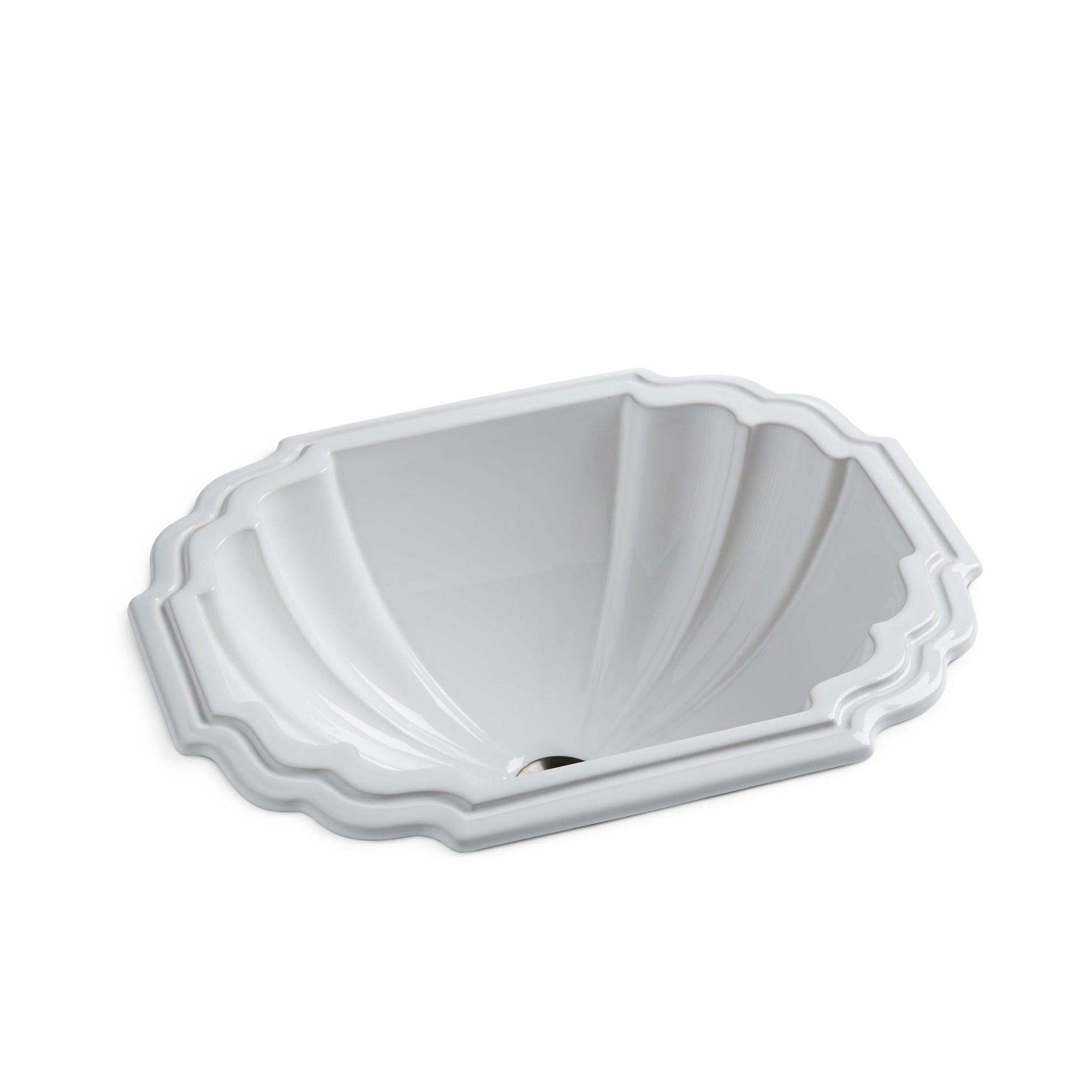 OE5-WHT Sherle Wagner International White Glazed Georgian Ceramic Over Edge Sink