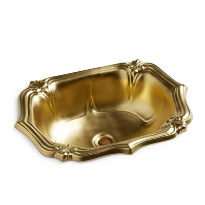 OE6-14GP Sherle Wagner International Burnished Gold Glazed Versailies Ceramic Over Edge Sink