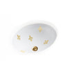 UE14-5EN-G-WH Sherle Wagner International Fleur de Lis Burnished Gold on White Ceramic Under Edge Sink