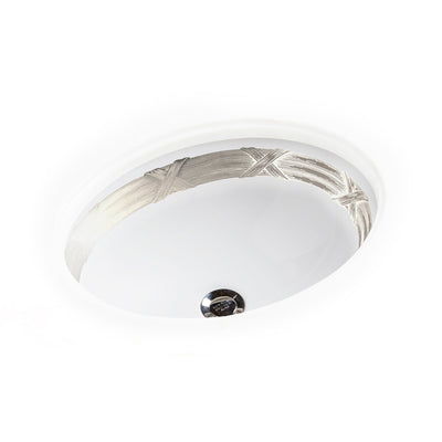 UE15-3EN-HP-WH Sherle Wagner International Banded Polished Platinum Ribbon & Reed on White Ceramic Under Edge Sink