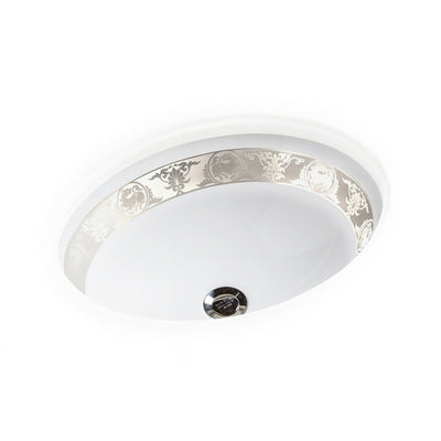 UE15-6EN-HP-WH Sherle Wagner International Banded Polished Platinum Renaissance on White Ceramic Under Edge Sink