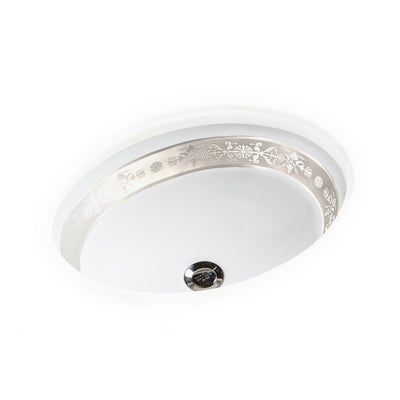 UE15-9EN-HP-WH Sherle Wagner International Banded Polished Platinum Imperial on White Ceramic Under Edge Sink
